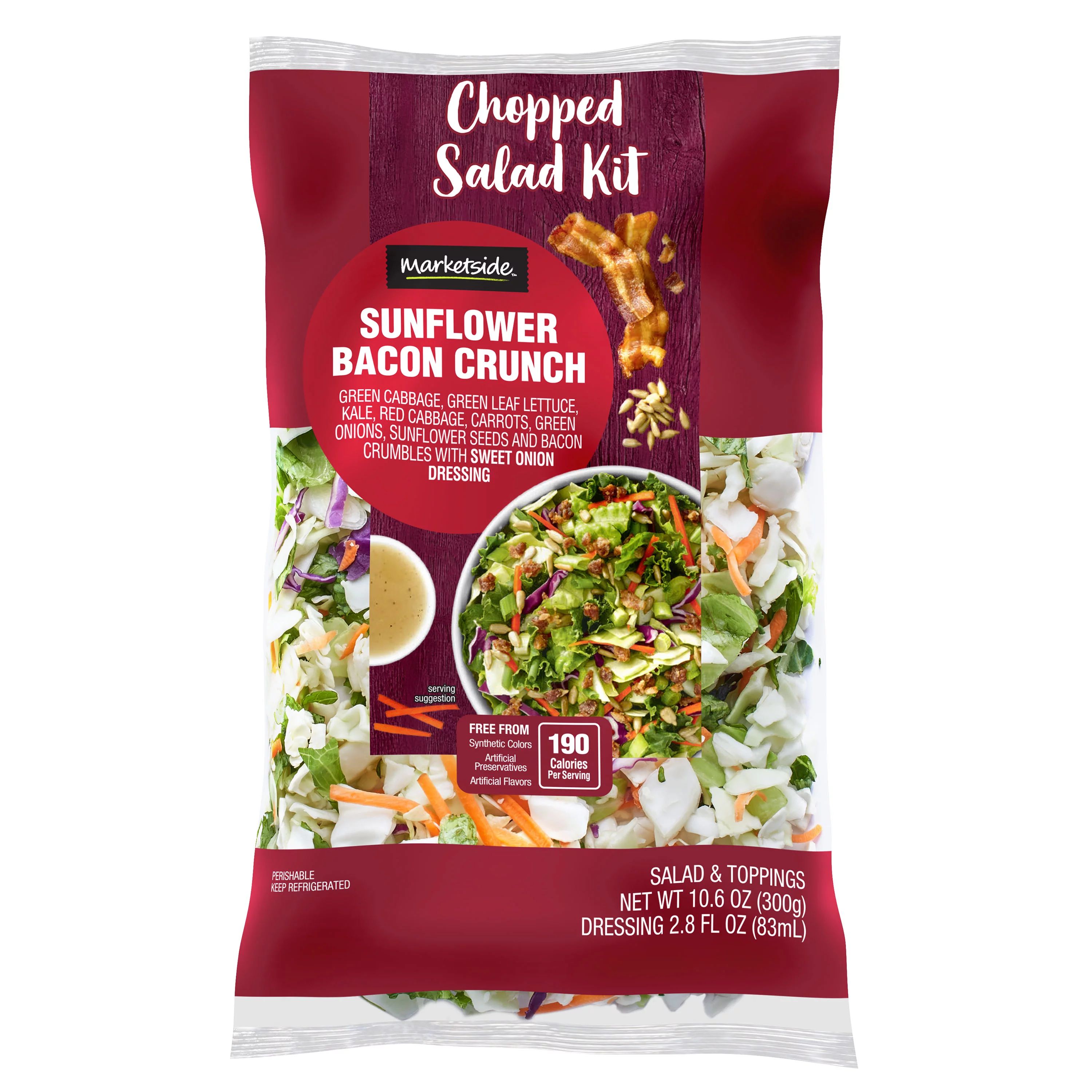 Marketside Sunflower Bacon Crunch Chopped Salad Kit, 10.6 oz - Walmart.com | Walmart (US)