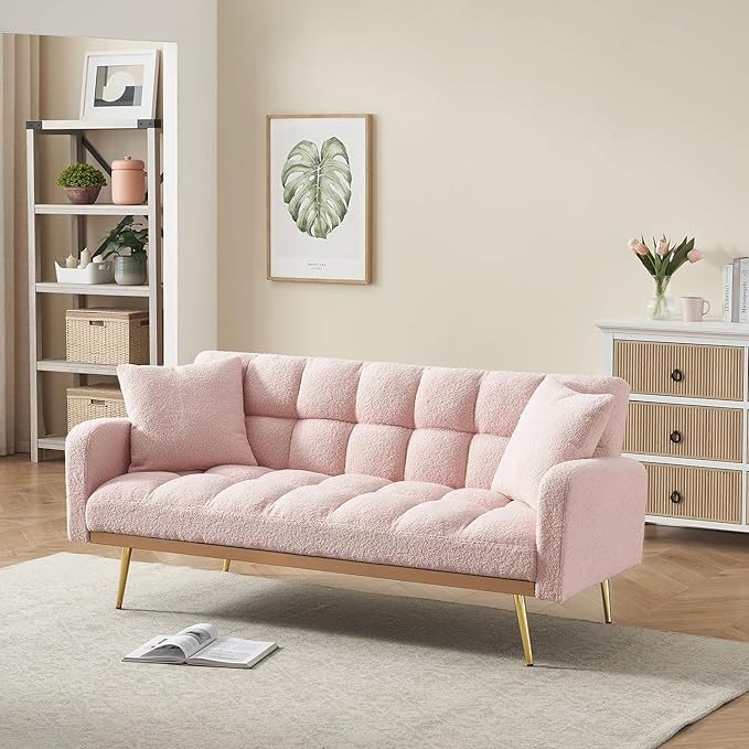 Convertible Sofa Bed, 69" Futon Couch Sleeper Sofa with Adjustable Backrest, Comfy Loveseat Sofa ... | Amazon (US)