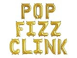 16"Pop Fizz Clink Gold Letter Balloons For Wedding,Bubbly Bar, Bachelorette Bridal Shower, Birthday  | Amazon (US)