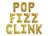 16"Pop Fizz Clink Gold Letter Balloons For Wedding,Bubbly Bar, Bachelorette Bridal Shower, Birthday  | Amazon (US)