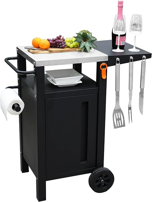 EMBERLI Grill Cart Outdoor with Storage, Modular BBQ Cart, Bar Patio Kitchen Island Prep Stand Ca... | Amazon (US)