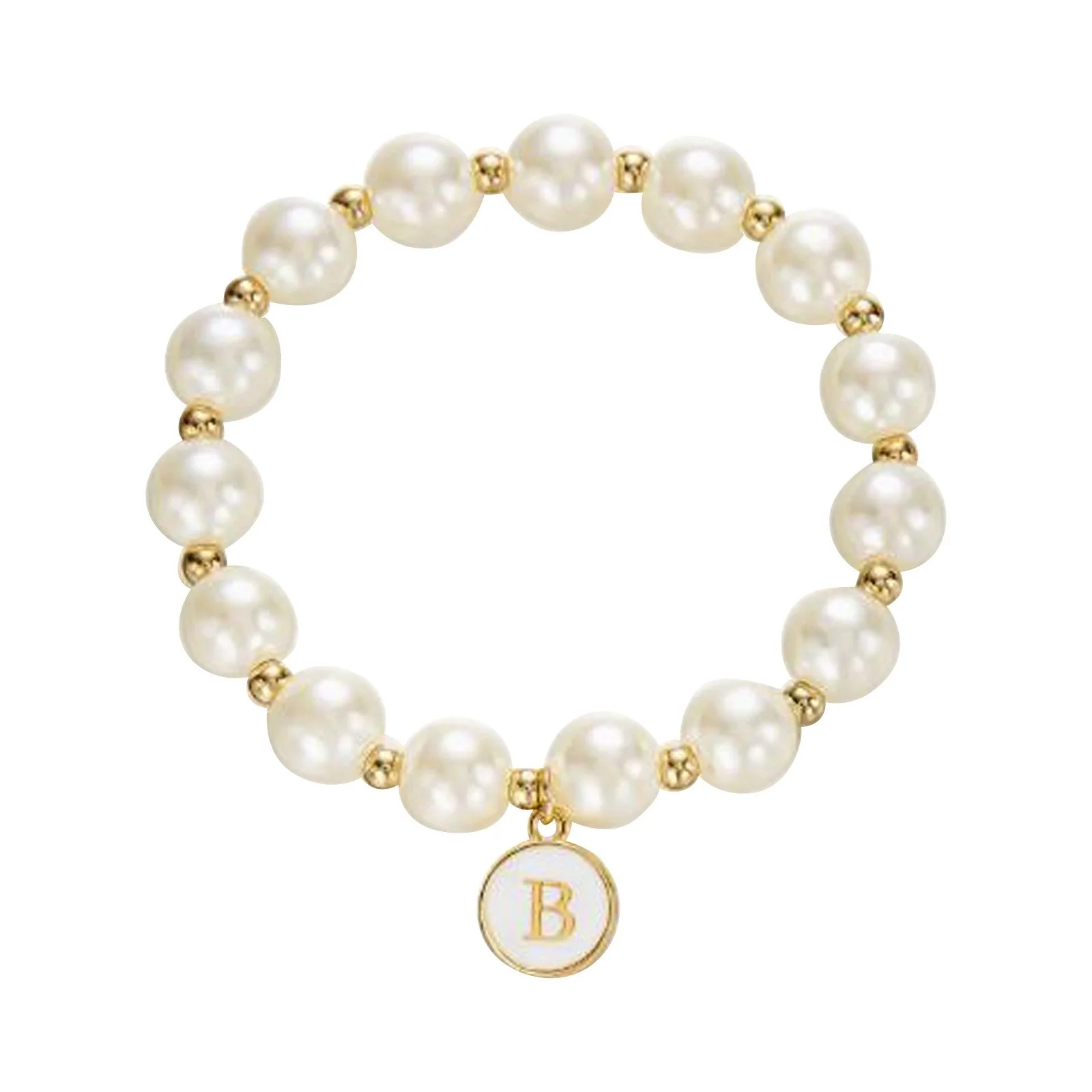 Imitation Pearl 26 Alphabet Tag Bracelet Fashionable And Versatile Elastic Cord Beaded Bracelet F... | Walmart (US)