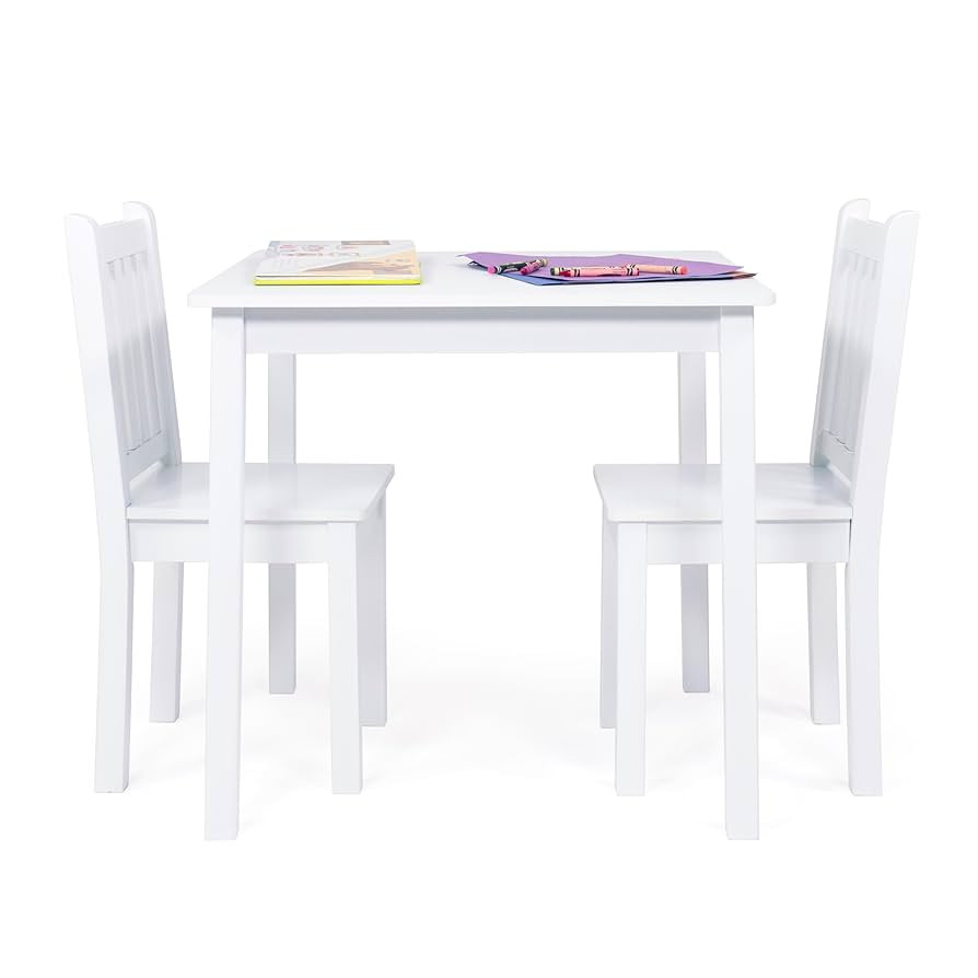 Humble Crew Kids Wooden Table and 2 Chairs Set, White - Square Kids Table and Chair Set for Toddl... | Amazon (US)