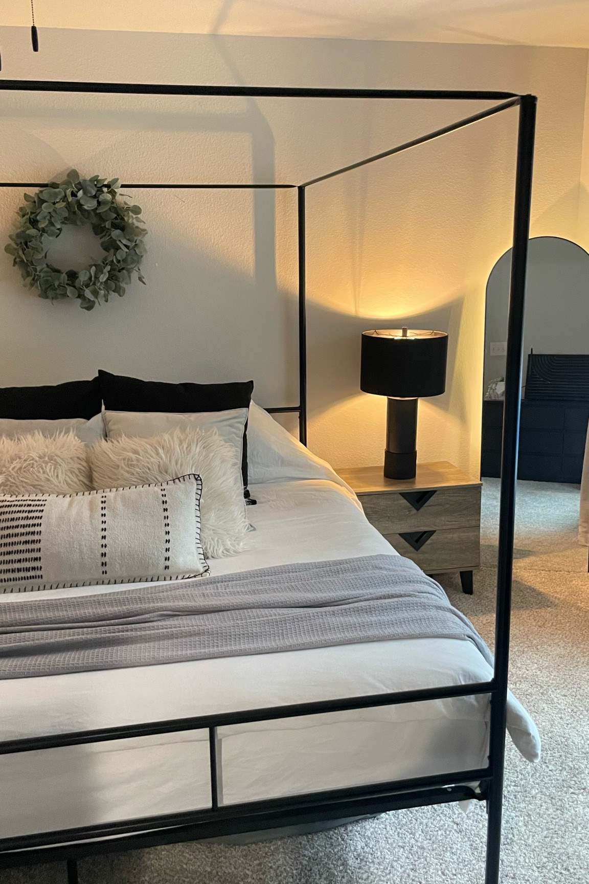 modern bedroom refresh 🖤

I updated a few small things in our master bedroom, and it has it feeling brand new! 

an easy and affordable way to update a bedroom is to buy new pillows! I love these large oversized black ones I found on @amazon 🖤

I also spray painted these old gold lamps matte black & I feel like the larger size works much better in here than the smaller lamps I was using before (spray paint also works wonders for saving $$🙌🏼) 

I also added some warmer light bulbs to the lamps and some accent lighting strips behind my mirror to change the vibe in here and I love the way it looks 🤩

Lastly, I brought in the olive tree to liven up the space and make it look modern, but cozy 🍃

✨follow @corcoran.designs for easy, affordable ways to create an organized, aesthetic home 🫶🏻


modern bedroom 
bedroom inspiration
modern bedroom ideas
modern organic
modern home design 
home decor inspo 
home inspiration
modern home 
organization tips
aesthetic home 
neutral modern home decor 
budget decor
bougie on a budget 

#modernbedroom #bedroom #bedroominterior #bedroomideas #bedroomstyle #ａｅｓｔｈｅｔｉｃ #homedecorinspo #homeinspiration #modernhome #organizationtips #aesthetichome #neutralhomedecor #modernhomedesign #homedecor #budgetdecor #bougieonabudget #bedding #beddingdecor #modernorganic#LTKVideo