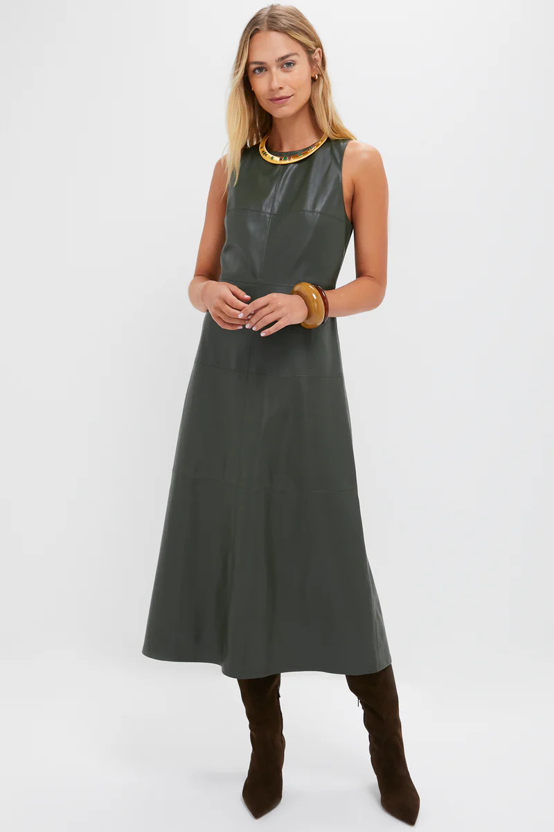 Dark Hunter Green Leather Manon Dress | Tuckernuck (US)