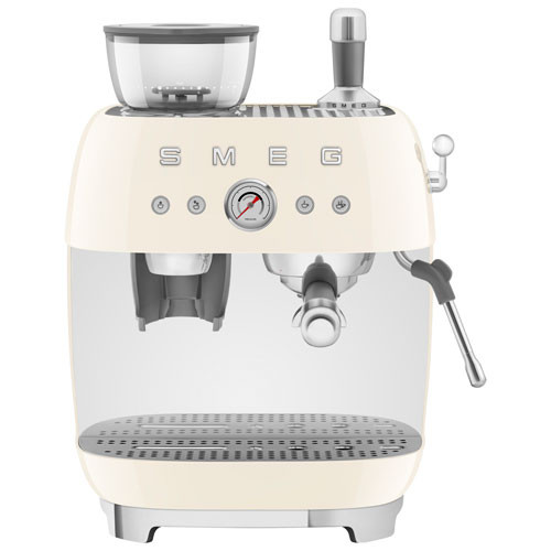 Smeg Manual Espresso Coffee Machine with Frother & Coffee Grinder - Crema | Best Buy Canada