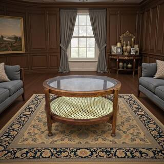 Hyacinth 33 in. Round Honey Glass Top Coffee Table | The Home Depot