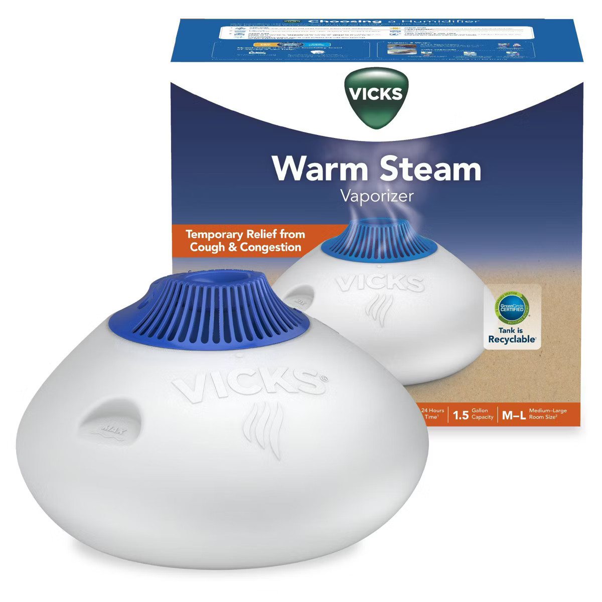 Vicks Warm Steam Vaporizer Humidifier with Night Light - 1.5gal | Target