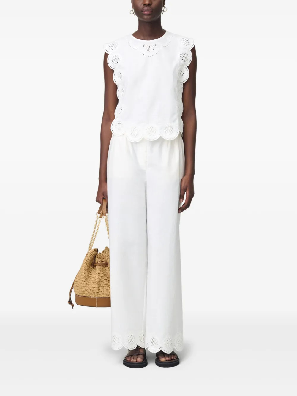 Claudie Pierlot scallop-edge Blouse | White | FARFETCH | Farfetch Global