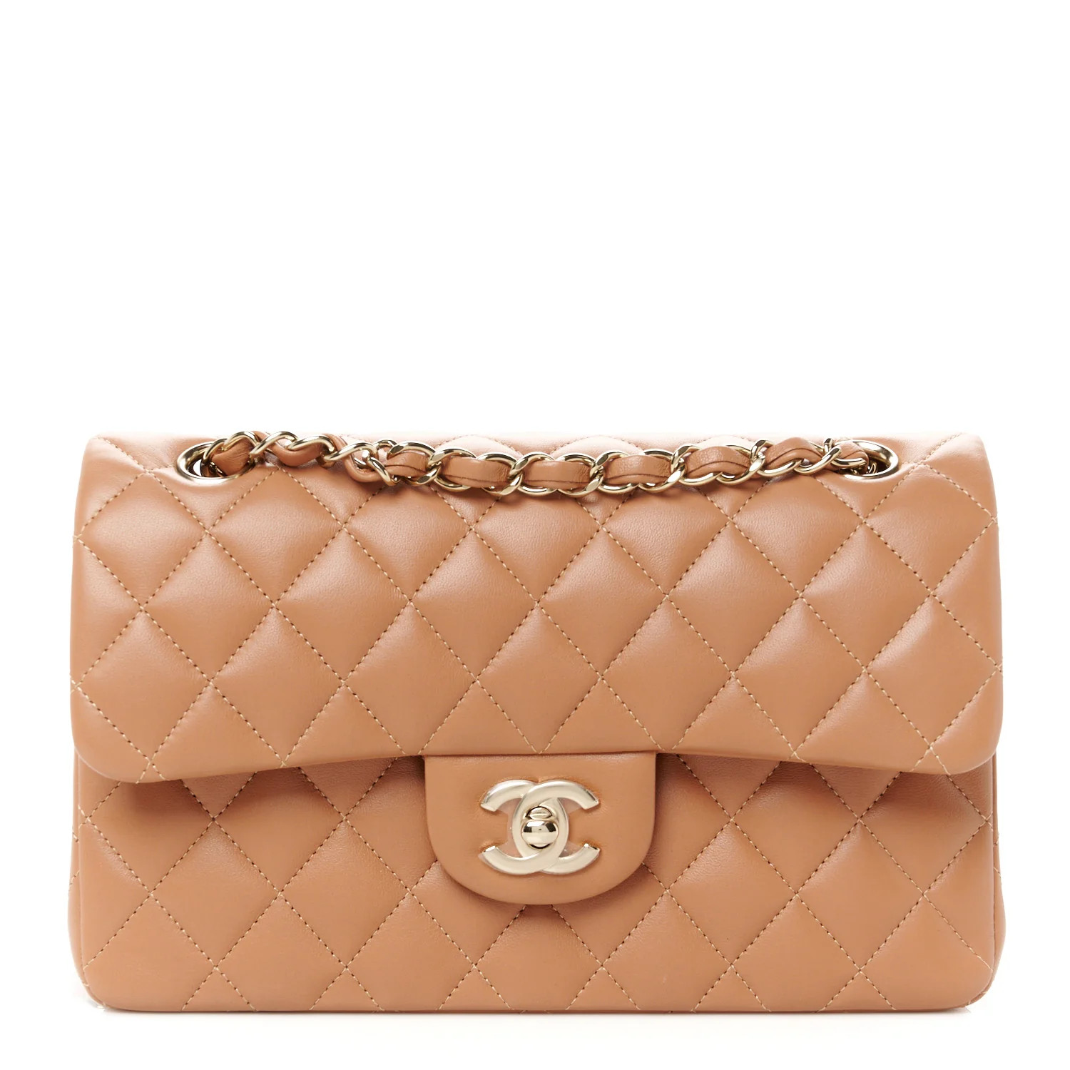 Lambskin Quilted Small Double Flap Brown | FASHIONPHILE (US)