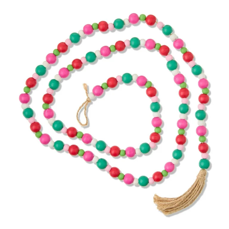 Pink/White/Green Mini Beaded Garland, 48", by Holiday Time | Walmart (US)
