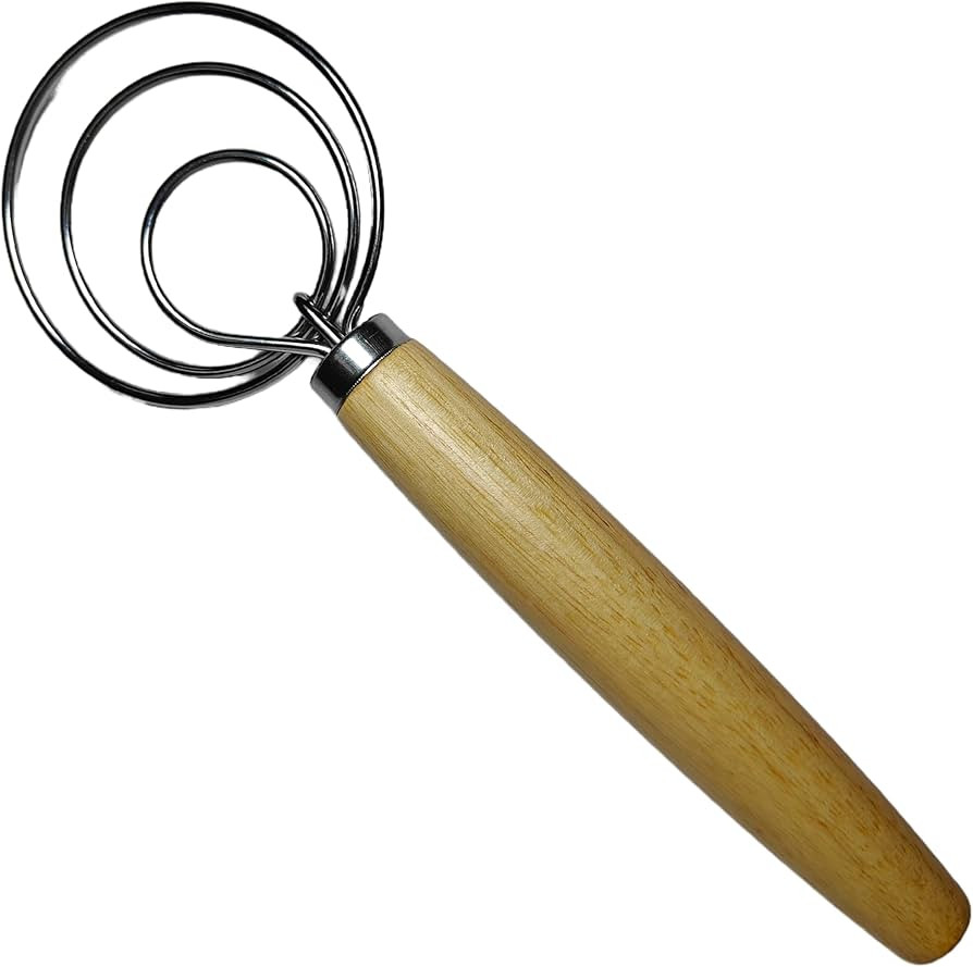 Premium Danish Dough Whisk - Stainless Steel Dough Hook, Wooden Handle - Perfect for Sourdough, B... | Amazon (US)
