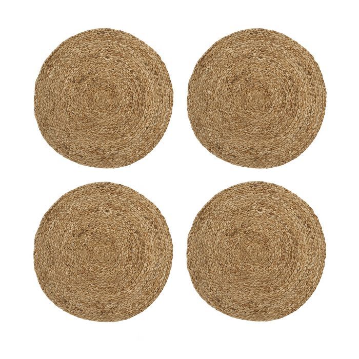 Everyday Casual Braided Jute Round Placemat Set of 4 - 15" x 15" - Jute - Elrene Home Fashions | Target