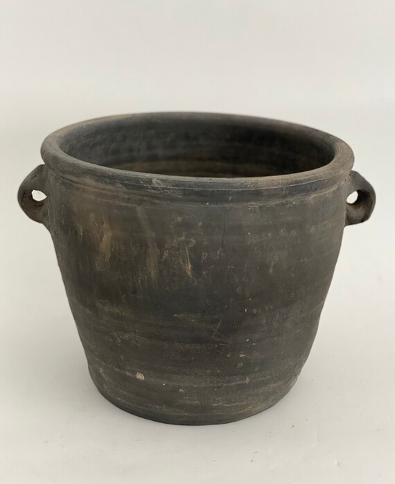 Rustic Black Gray Pottery Jug Vessel Vintage | Etsy (US)