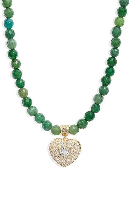 VIDAKUSH Smooth Jade Royal Heart Pendant Necklace in Green/gold at Nordstrom, Size 16 | Nordstrom