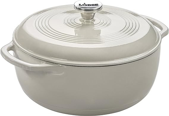 Lodge 6 Quart Enameled Cast Iron Dutch Oven with Lid – Dual Handles, Oven Safe up to 500°F, St... | Amazon (US)