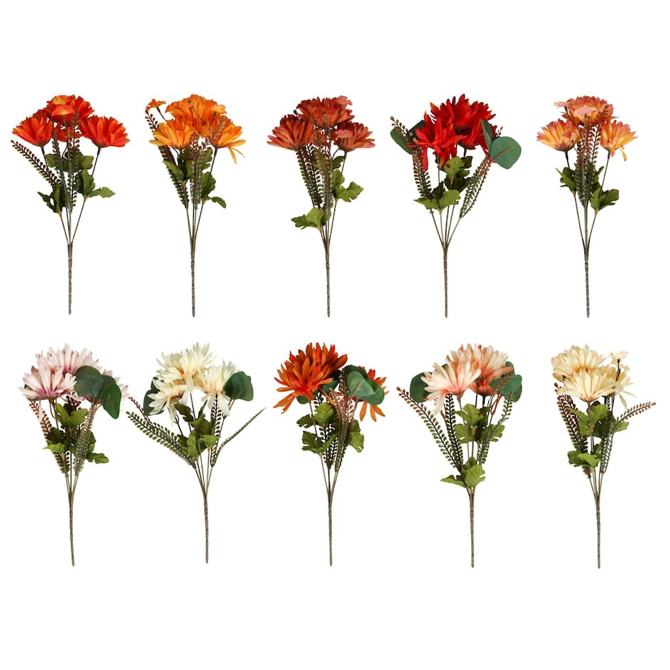 Floral Garden Cottage Core Fall Mums with Eucalyptus Floral Stems, 13 in. | DollarTree