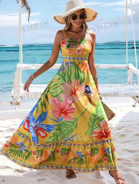 Tropical print maxi dresss, vacation dress 

#LTKfindsunder100 #LTKfindsunder50 #LTKSeasonal