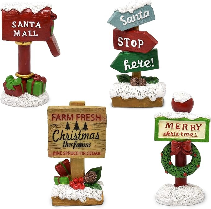 Gift Boutique Mini Assorted Village Christmas Accessories Figurines with Mailbox Santa Stop Here ... | Amazon (US)