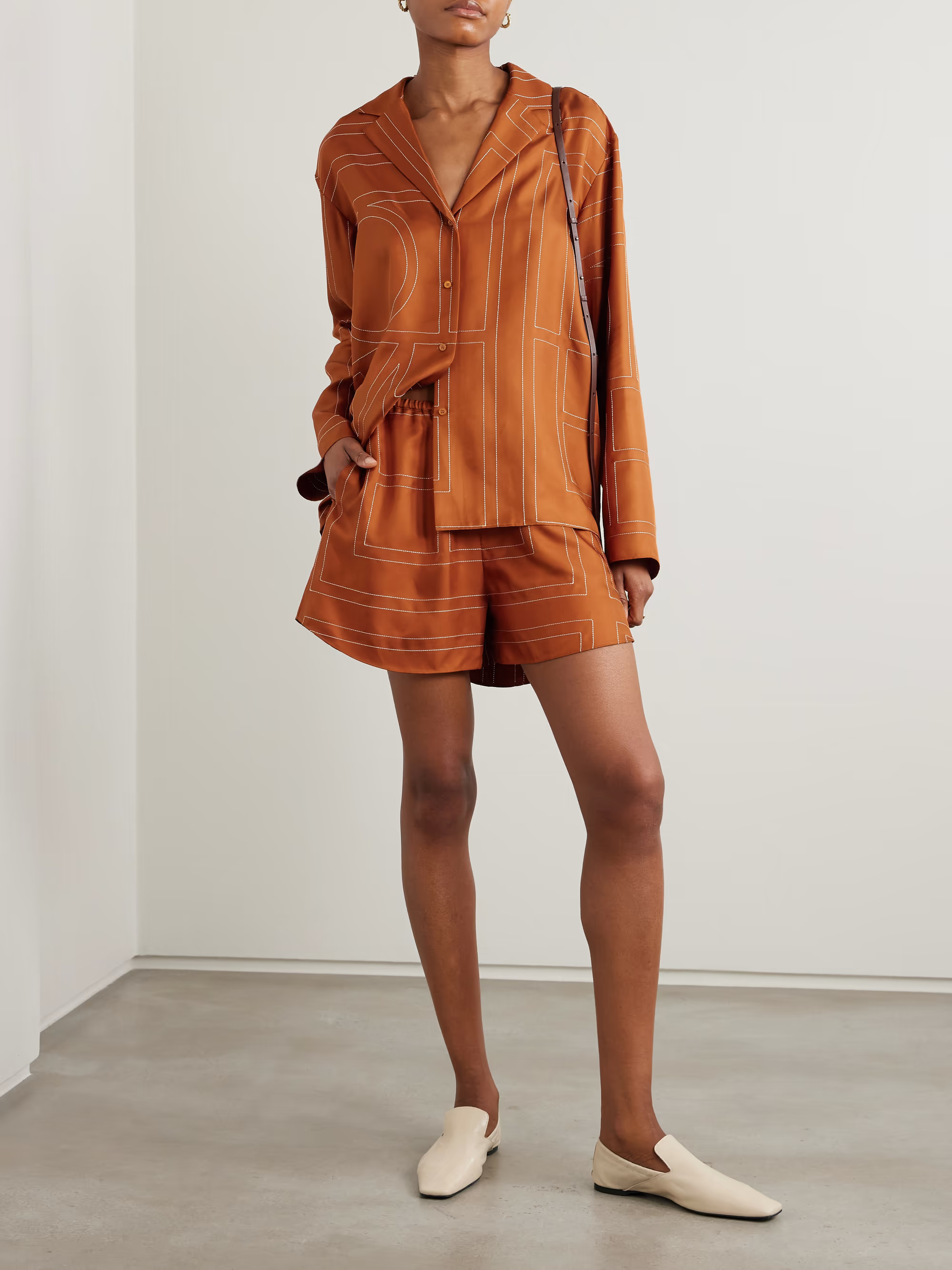 Embroidered silk-twill shorts | NET-A-PORTER (US)