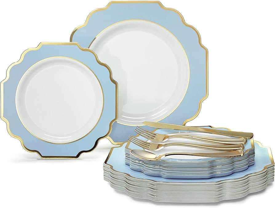 " OCCASIONS " 150 Piece set (25 Guests)-Wedding Plastic Plates & cutlery -Disposable heavyweight ... | Amazon (US)