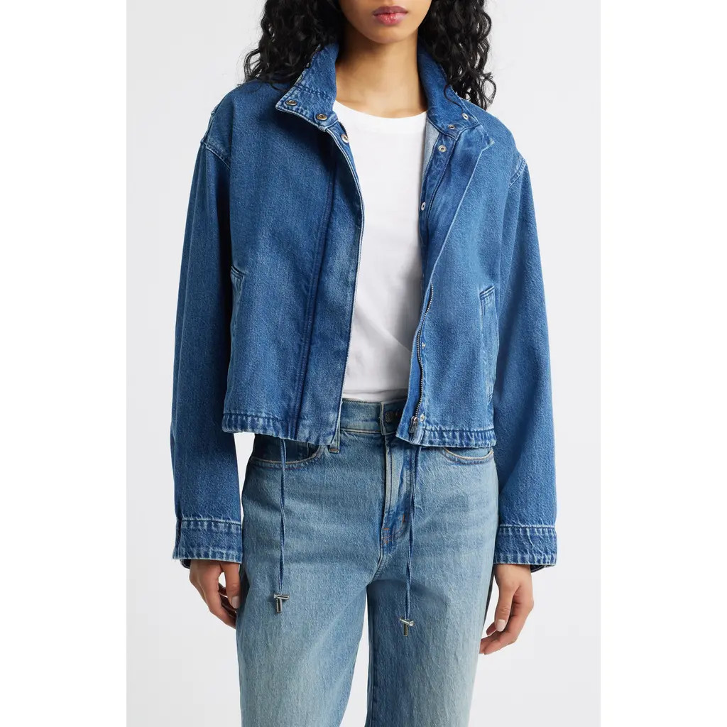 Madewell Denim Crop Field Jacket in Clean Birkdale at Nordstrom, Size Xx-Small | Nordstrom