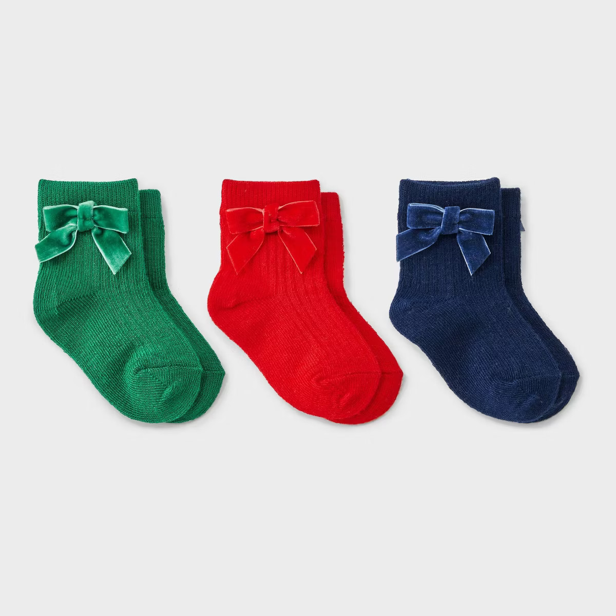 Toddler Girls' 3pk Velvet Bows Ankle Socks - Cat & Jack™ | Target