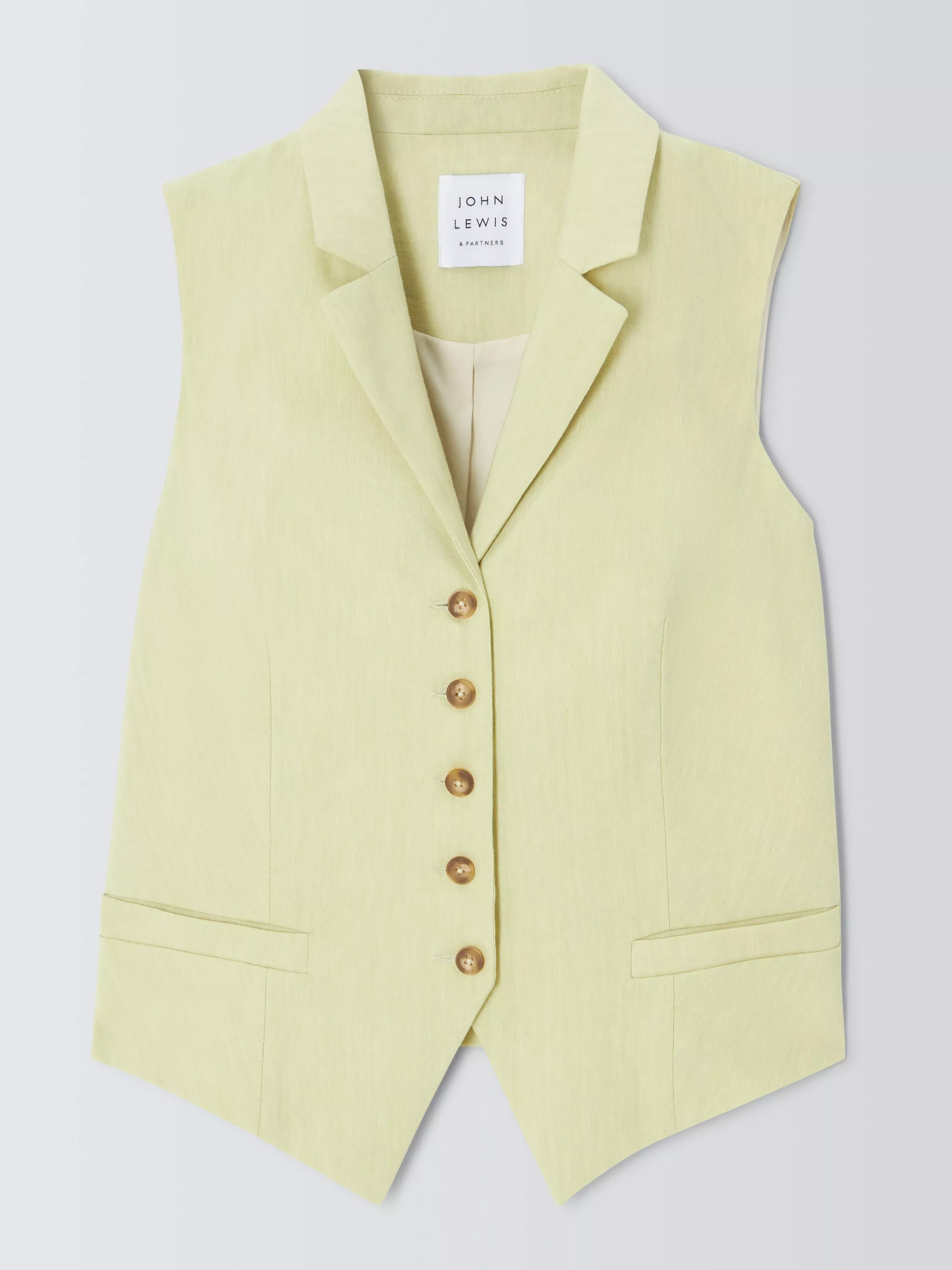 Linen Rich Tailored Waistcoat, Spring Green | John Lewis (UK)