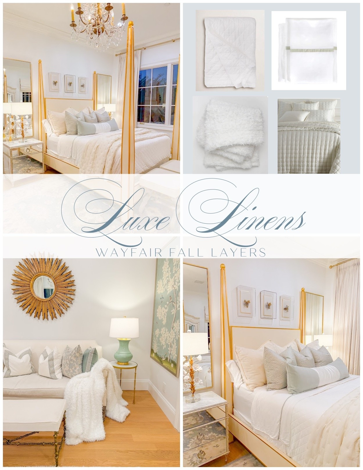 #Ad A few cozy layers from @wayfair, can completely transform a bedroom for fall! Soft sheets, a lightweight quilt, a plush throw and beautiful decorative pillows give our bedroom an easy seasonal refresh. I love layering different textures and subtle patterns to create a space that feels collected, comfortable and extra cozy for cooler fall nights.
 #wayfair #wayfairpartner