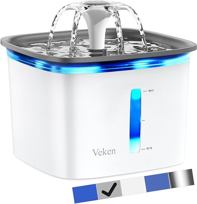 Veken 95oz/2.8L Pet Fountain, Automatic Cat Water Fountain Dog Water Dispenser with Replacement F... | Amazon (US)