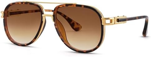 RAYSOL Retro Oversized Aviator Sunglasses for Women, Metal Double Bridge | Amazon (US)