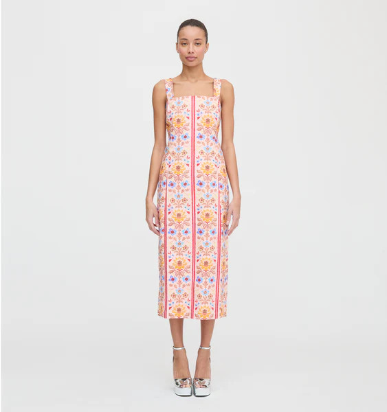 The Iris Dress - Pink Floral Block Stripe | Hill House Home US