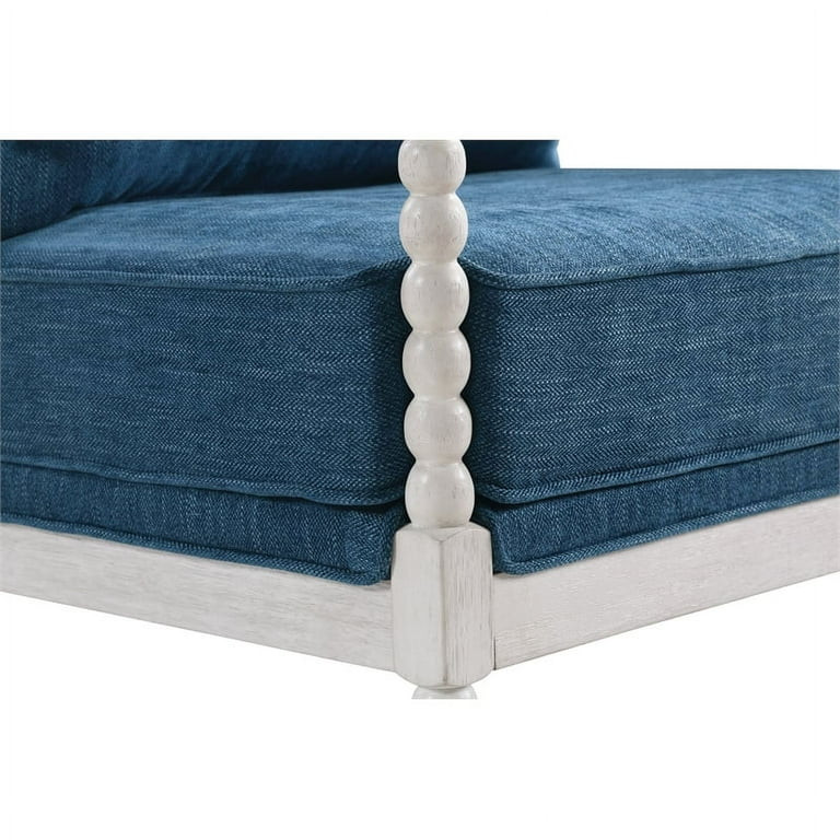 Home Square 2 Piece Fabric Spindle Chair Set with White Frame in Navy Blue | Walmart (US)