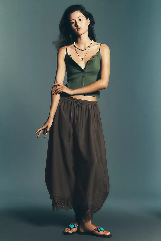 Reverie Lace-Trim Tapered Pants | Anthropologie (US)