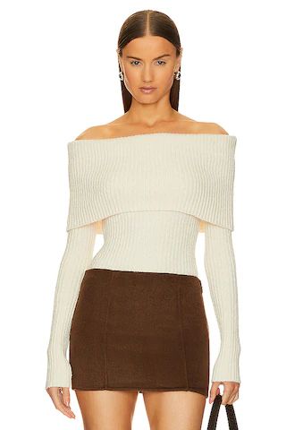 L'Academie Namir Off Shoulder Sweater in Cream from Revolve.com | Revolve Clothing (Global)