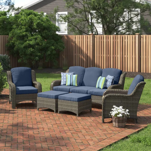 Melanson Wicker/Rattan 5 - Person Seating Group with Cushions | Wayfair North America