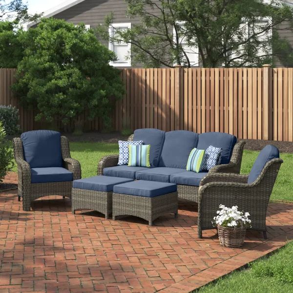 Melanson Wicker/Rattan 5 - Person Seating Group with Cushions | Wayfair North America