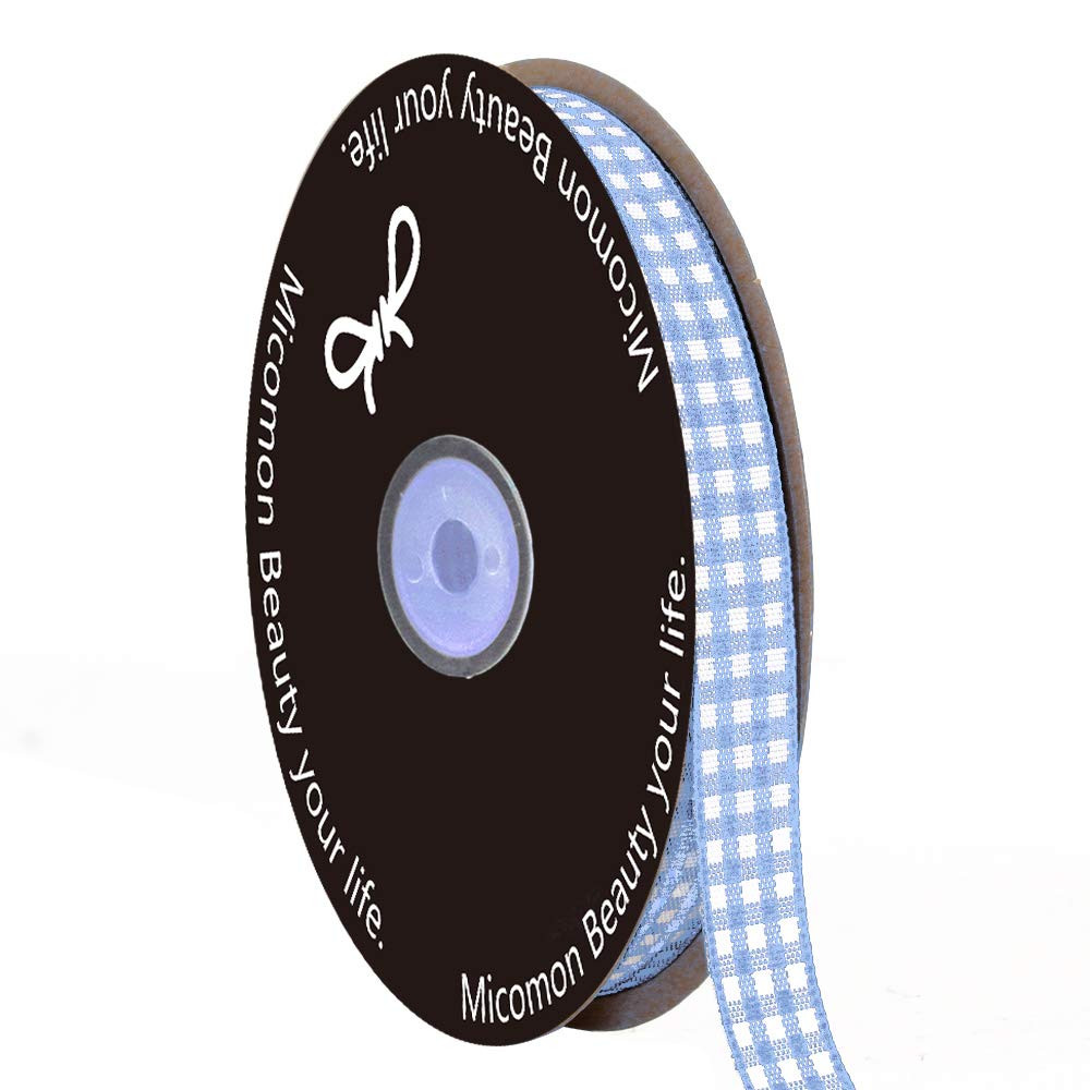 Light Blue Gingham Plaid Checked Ribbon 25 Yard Each Roll 100% Polyester (3/8", Lt.Blue) | Amazon (US)