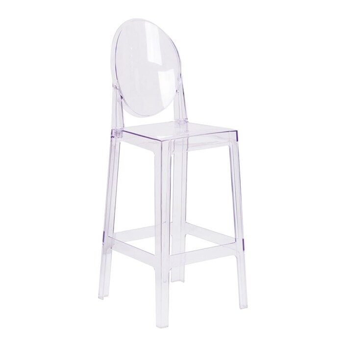 Offex Ghost Barstool in Transparent Crystal with Oval Back | Bed Bath & Beyond