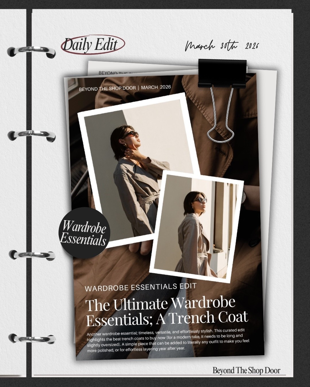 Wardrobe Essentials Edit - The Classic Trench Coat

Another wardrobe essential; timeless, versatile, and effortlessly stylish. This curated edit highlights the best trench coats to buy now (for a modern take, it needs to be long and slightly oversized). 

A simple piece that can be added to literally any outfit to make you feel more polished, or for effortless layering throughout the year.

