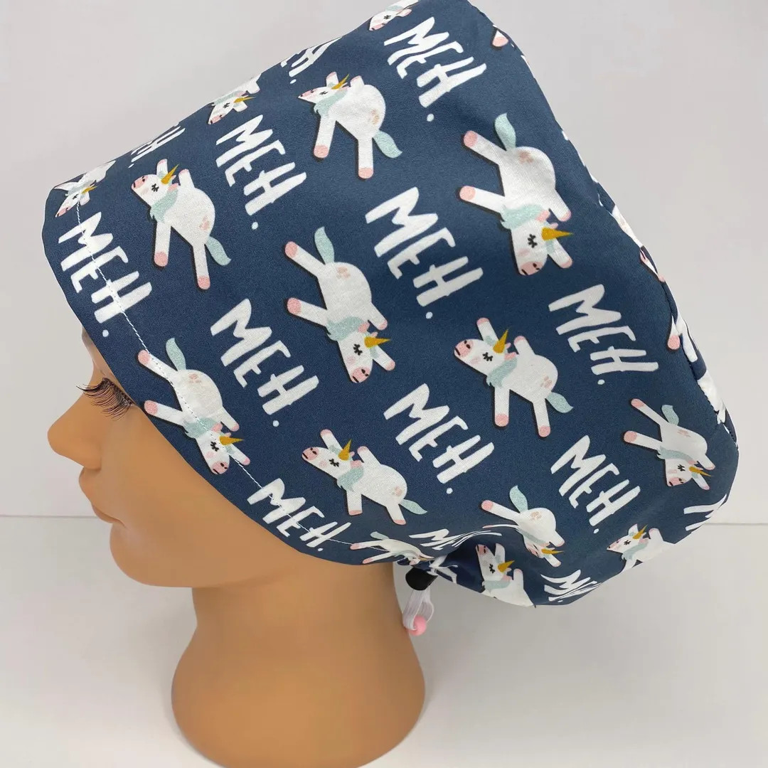 Funny Scrub Cap Women's Navy Blue Euro Medical Surgical Hat With Unicorns, MEH | Etsy (US)
