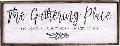 TERESA'S COLLECTIONS Large Gather Sign, Rustic Kitchen Wall Decor Sign, Farmhouse Family Wall Art... | Amazon (US)