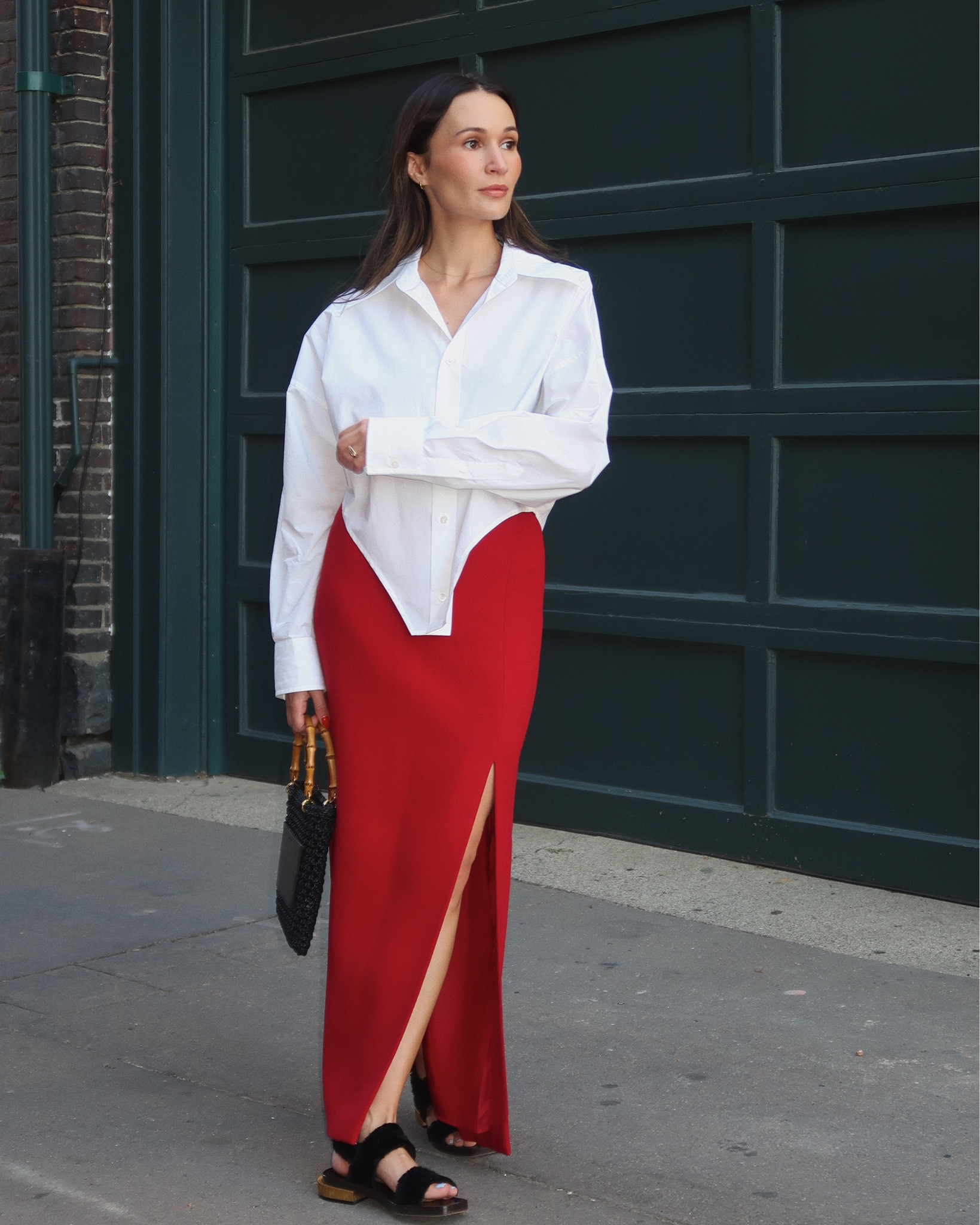 Red maxi skirt and cropped white shirt outfit 

#LTKstyletip #LTKSeasonal #LTKFind