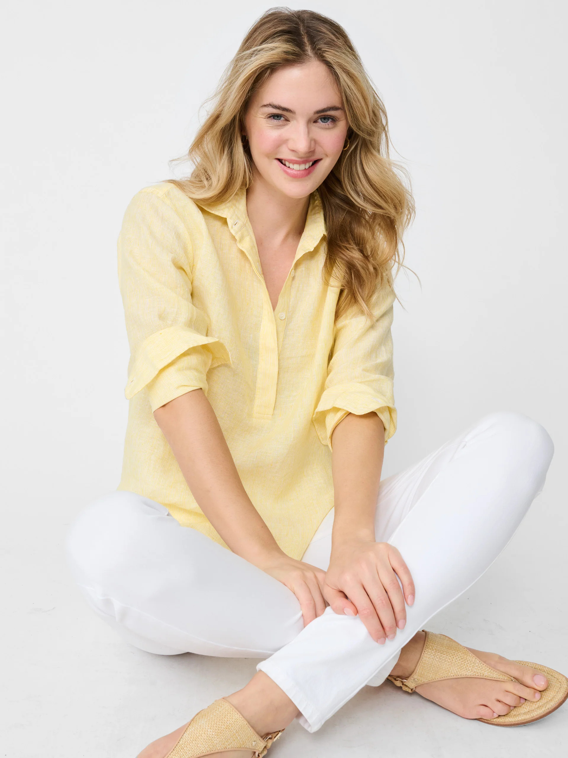 Lula Linen Shirt in Stripe | J.McLaughlin
