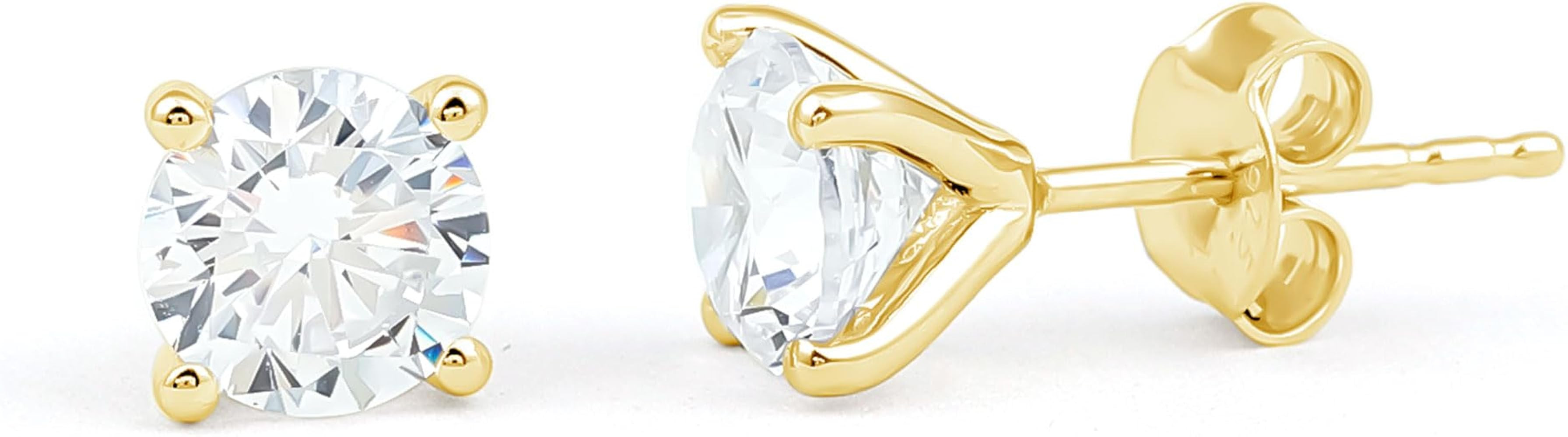 Certified Lab Grown Diamond Stud Earrings, Ef-VS Quality, 6 mm Round Diamond Solitaire Earrings -... | Amazon (US)