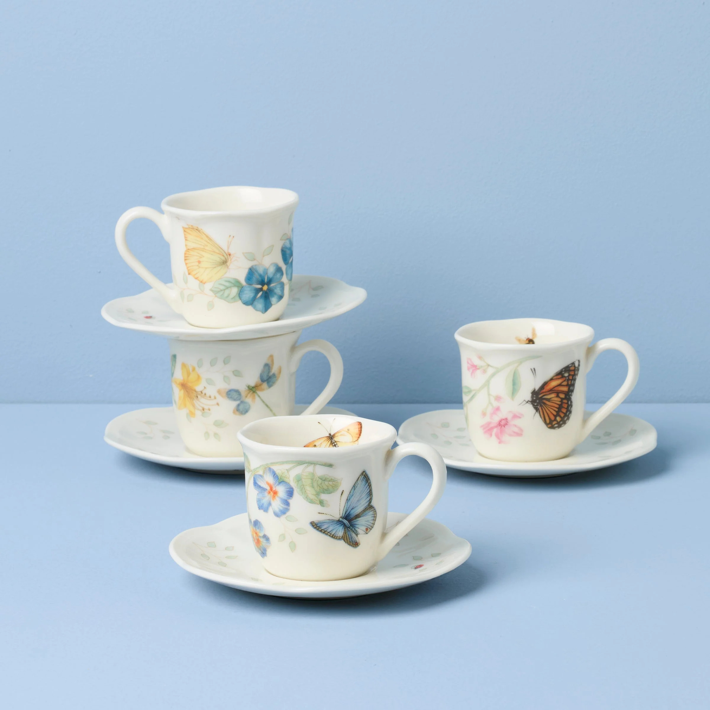 Butterfly Meadow Espresso Cup & Saucers, Set of 4 | Lenox