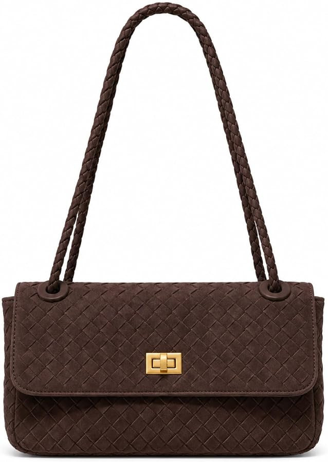 Woven Suede Shoulder Bag, Large Capacity Hobo Purse & Satchel Handbags | Amazon (US)