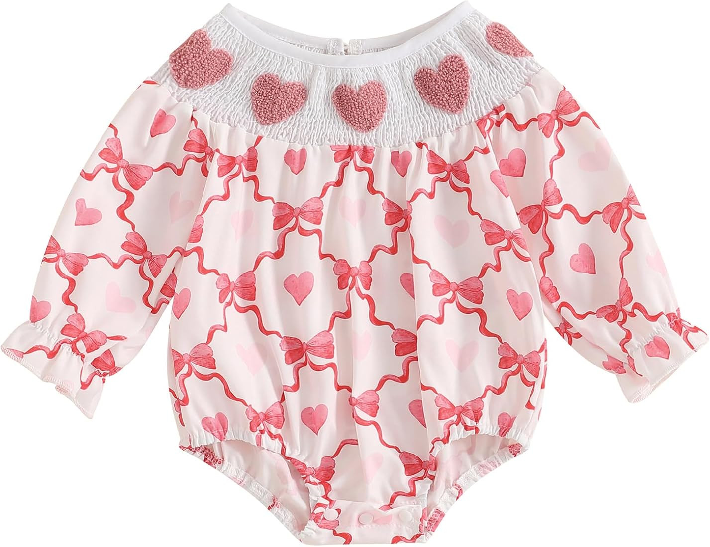 Ayalinggo My First Valentines Day Baby Girl Outfit Newborn Heart Print Bubble Romper Bodysuit Lon... | Amazon (US)
