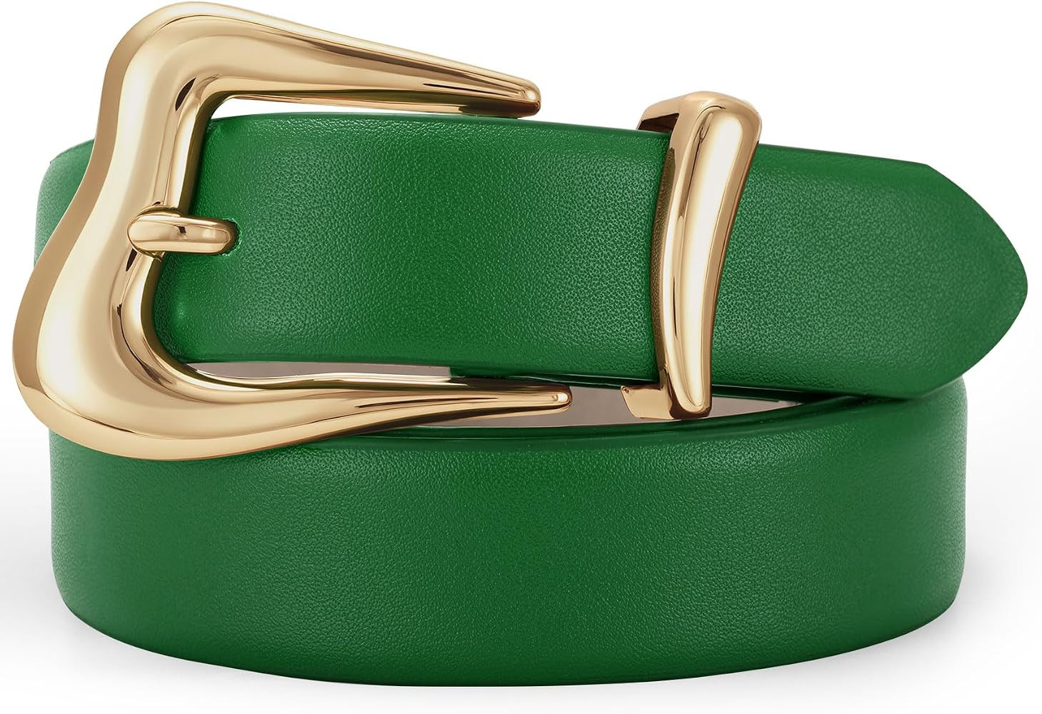 TRIWORKS Women Leather Belt with Gold Buckle Fashion Ladies Leather Waist Belt for Jeans Pants | Amazon (US)