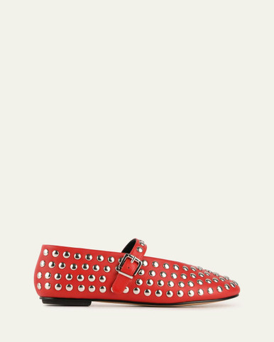 GIGI CASUAL FLATS RED LEATHER - 100658304 | The DOM (Australia & New Zealand)
